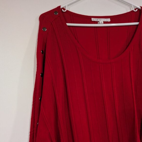Cleo 3/4 Sleeve Batwing Striped Sweater Red Size XXL - Picture 5 of 6